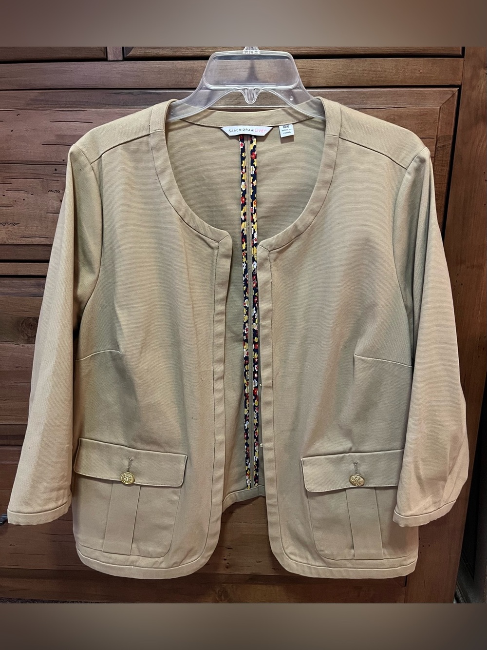Isaac Mizrahi Live! Collarless Hook and Eye Closure Jacket Size 18W